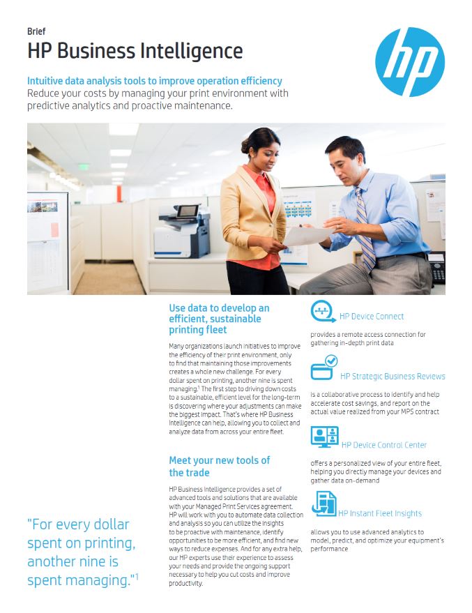 HP, Business Intelligence, Brochure, HP, Hewlett Packard, Allen Young Office Machines