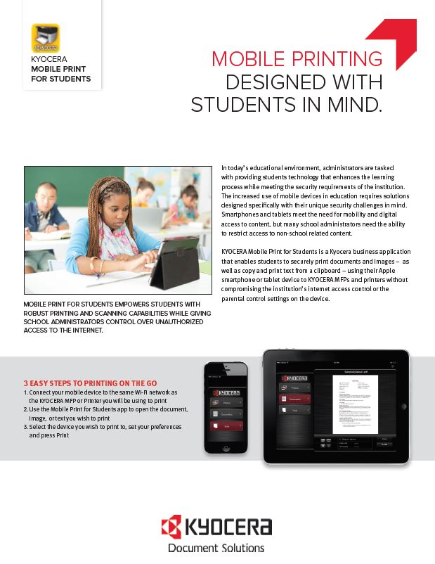 Kyocera, Software, Mobile, Cloud, Mobile Print For Students, education, Allen Young Office Machines
