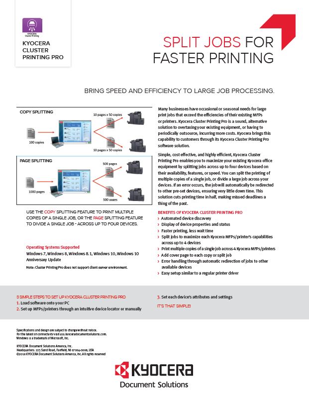 Kyocera, Software, Output Management, Kyocera Cluster Printing, Allen Young Office Machines