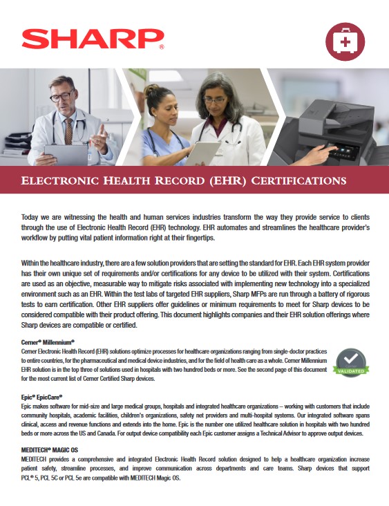 Sharp, Healthcare, Ehr, Emr, Application Compatibility, Allen Young Office Machines